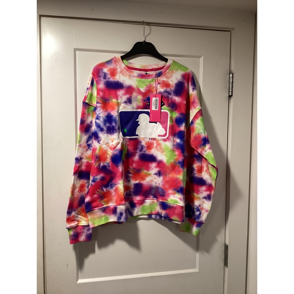 Terez‎ MLB Tie Dye Sweatshirt Womens Medium Multi Color Cotton Pullover New
